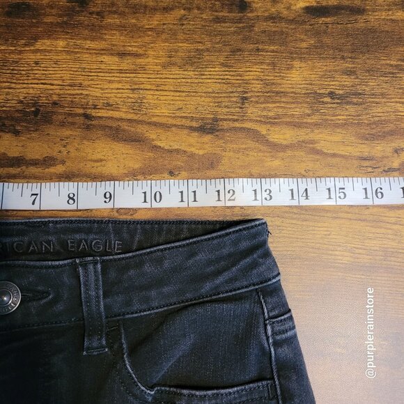 American Eagle Jeans 2 R Dream Jegging Hi Rise Tummy Control Black Wash Denim - Picture 8 of 13